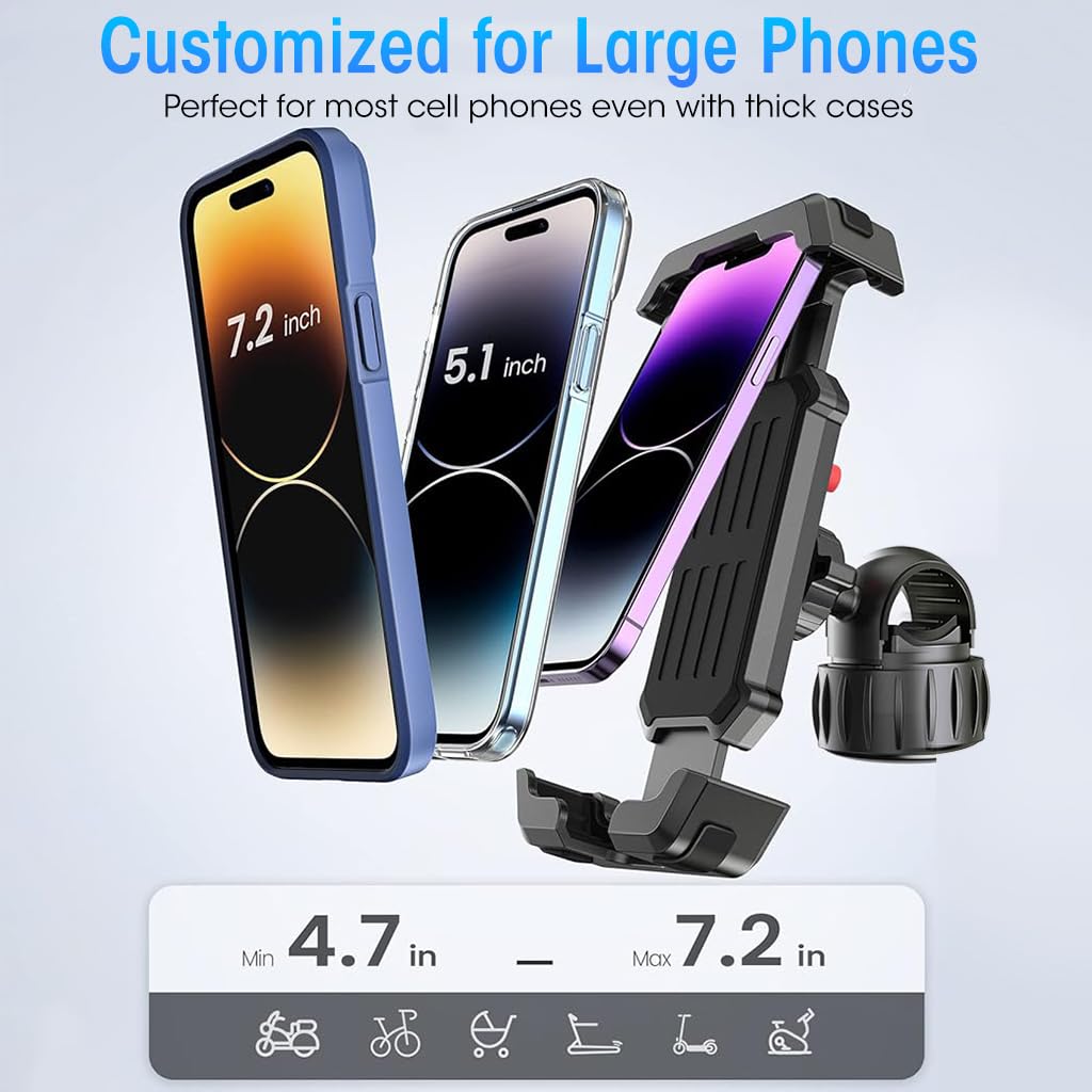 STHIRA Mobile Holder for Bikes, Scooter, Motorcycle, 360° Rotatable Anti Shake Phone Mount, Stable Cradle Moblie Phone Bicycle Stand Compatible with iPhone, Samsung, Oneplus, Smartphones up to 7.2'' STHIRA Mobile Holder for Bikes, Scooter, Motorcycle, 360° Rotatable Anti Shake Phone Mount, Stable Cradle Moblie Phone Bicycle Stand Compatible with iPhone, Samsung, Oneplus, Smartphones up to 7.2''